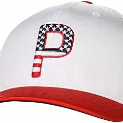 New 😉 PUMA GOLF 2020 Men's P Pars & Stripes Adjustable Hat Bright White-quarry ✔️