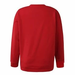 Top 10 🧨 Women Valentine's Day 🎁 Christmas Sweatshirt Lightweight Loose Blouse Funny Graphic Top Long Sleeve 👕 Shirt Pullover Tee 3-red 🔔