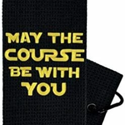 Outlet 🎁 Funny Golf Towel - Golf Gifts For Men Or 👩 Women - Embroidered Golf Towels For Golf Bags With Clip - May The Course Be With You Black - Wa ⭐