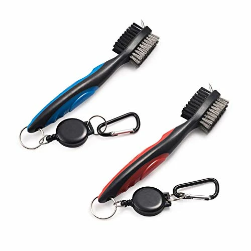 New ⌛ Pack Of 2 Golf Club Brush Groove Cleaner With Retractable Zip-line And Aluminum Carabiner Cleaning Tools ✨ 3 New ⌛ Pack Of 2 Golf Club Brush Groove Cleaner With Retractable Zip-line And Aluminum Carabiner Cleaning Tools ✨