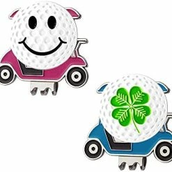 Flash Sale 😍 Myartte Golf Cart Hat Clip, Assorted Pattern Golf Ball Markers 24.4MM,Nice Golf Gift For 👩 Women Men,Pack Of 2 Golf Tee And Flag 😍