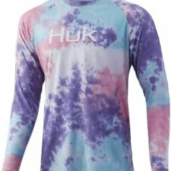 Outlet 🥰 HUK Men's Pattern Pursuit Long Sleeve Performance Fishing 👚 Shirt Stone Shore - Blue Fog 🔔 -FootJoy shop 41A6GLuOh9S. AC