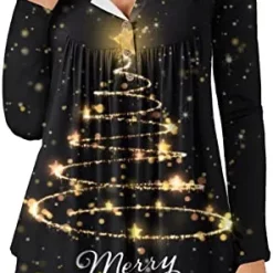 Hot Sale 🔥 JJHAEVDY  Womens Floral Tie-Dye Tops V Neck T-Shirts Button Up Tunic Casual Flowy Pleats Tanks Long Sleeve Blouses 5-red 😍