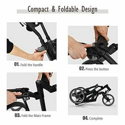 Wholesale 🤩 Golf Push Cart With 360° Rotating Front Wheel, Aluminum Collapsible 3 Wheels Golf Pull Cart, Golf Trolley W/Elastic Strap, Scoreboard Storage & Foot Brake, Height-Adjustable Handle Gree 🎁 -FootJoy shop 41EzFCnacoS