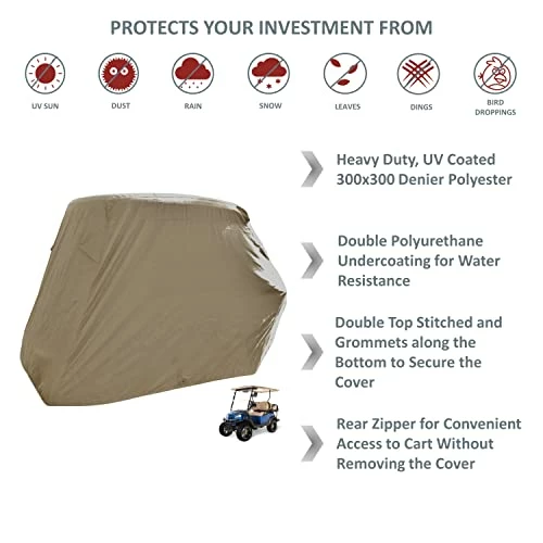 Hot Sale β¨ Golf Cart Storage Cover For EZGo, Club Car 4 Seater With 2 Seater Roof Up To 58" L (Grey Or Taupe) π€© 4 Hot Sale β¨ Golf Cart Storage Cover For EZGo, Club Car 4 Seater With 2 Seater Roof Up To 58" L (Grey Or Taupe) π€© - Image 2