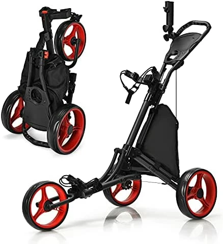 Cheapest π₯° Golf Push Cart, 3 Wheels Aluminum Folding Height Adjustable Golf Push Trolley With Umbrella Holder & Waterproof Bag, Portable Lightweight Quick Open Fold Golf Cart Gray π 6 Cheapest π₯° Golf Push Cart, 3 Wheels Aluminum Folding Height Adjustable Golf Push Trolley With Umbrella Holder & Waterproof Bag, Portable Lightweight Quick Open Fold Golf Cart Gray π - Image 4