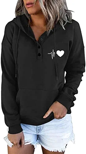 Top 10 😀 JJHAEVDY Womens Puppy Paw Prints Casual Hoodie Button Down Sweatshirts Long Sleeve Drawstring Pullover Tops 👚 Shirts White-4 🎉 8 Top 10 😀 JJHAEVDY Womens Puppy Paw Prints Casual Hoodie Button Down Sweatshirts Long Sleeve Drawstring Pullover Tops 👚 Shirts White-4 🎉 - Image 6