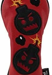 New ⭐ Driver Headcover Embroidery Bomb, PU Leather Golf Head Covers Driver Fairway Wood Hybrid Red & Black Blade Putter Cover 🛒 -FootJoy shop 41RV1daC9NL. AC