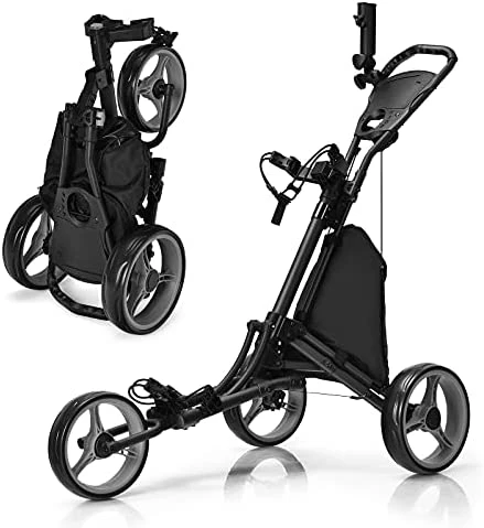 Cheapest π₯° Golf Push Cart, 3 Wheels Aluminum Folding Height Adjustable Golf Push Trolley With Umbrella Holder & Waterproof Bag, Portable Lightweight Quick Open Fold Golf Cart Gray π 4 Cheapest π₯° Golf Push Cart, 3 Wheels Aluminum Folding Height Adjustable Golf Push Trolley With Umbrella Holder & Waterproof Bag, Portable Lightweight Quick Open Fold Golf Cart Gray π - Image 2