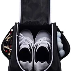 Cheapest π Athletico Golf π Shoe Bag - Zippered π Shoe Carrier Bags With Ventilation & Outside Pocket For 𧦠Socks, Tees, Etc. Perfect Storage (Black) β