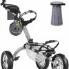 Budget 🧨 JANUS Golf Cart And Telescopic Folding Stool, Foldable Golf Push Cart, With Golf Net For Golf Chipping And Carrying Golf Items.Golf Carts With Foot Brake And Umbrella Holder Silver-with Telescopic Stool 🎉