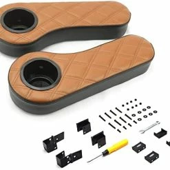 Coupon 🔔 Golf Cart Diamond Flip Armrest With Cup Holder, No Drilling Required, Golf Cart Folding Hinged Armrest, Inward Mount, For Club Car EzGo Yamaha Back Seat Kit Black (gold Stitching) 👏 -FootJoy shop 41bRgy1R8hL. AC