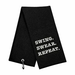 Buy ✨ Funny Golf Towel, Swing Swear Repeat, Golf Gifts For Men - Golf Accessories For Men, Embroidered Golf Towels For Golf Bags With Clip, Black 💯