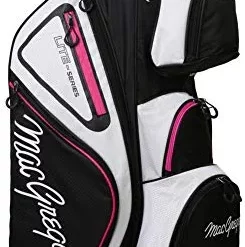 Flash Sale 👍 MacGregor Golf VIP Deluxe 14-Way Ladies Cart Bag, 9.5" Top White/black/pink 🛒