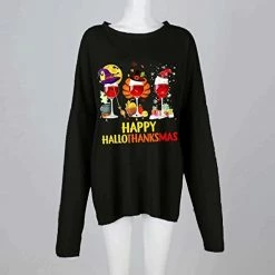 Hot Sale 😀 JJHAEVDY  Hallo Thanks Mas Stylist Sweatshirt 👩 Womens Printed Gift Tops Long Sleeve Crew Neck Novelty 👚 Shirts Trendy 1-black ✔️ -FootJoy shop 41c1SqbSJLL