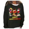 Hot Sale 😀 JJHAEVDY  Hallo Thanks Mas Stylist Sweatshirt 👩 Womens Printed Gift Tops Long Sleeve Crew Neck Novelty 👚 Shirts Trendy 1-black ✔️