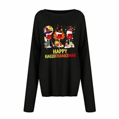 Hot Sale 😀 JJHAEVDY  Hallo Thanks Mas Stylist Sweatshirt 👩 Womens Printed Gift Tops Long Sleeve Crew Neck Novelty 👚 Shirts Trendy 1-black ✔️ -FootJoy shop 41dEJuy2LNL