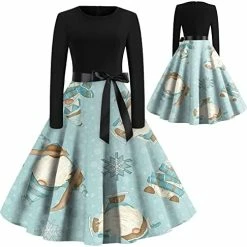 Promo 🥰 JJHAEVDY  Christmas 👗 Dresses, 👩 Womens Retro 🎄 Christmas Print Stitching Long Sleeve O Neck Big Swing 👗 Dress Xmas Comfy 👗 Dresses 6-dark Green ❤️ -FootJoy shop 41fgglFrP7L. AC