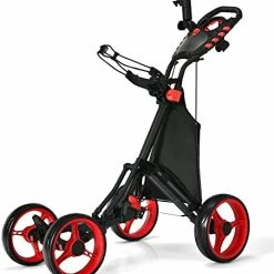 Cheapest 🎉 Golf Push Pull Cart, Lightweight Aluminum Collapsible 4 Wheels Golf Push Cart, Golf Trolley With Foot Brake, Free Cup Holder & Umbrella Holder, Height-Adjustable Handle Blac 😍 -FootJoy shop 41gKtNdH S. AC