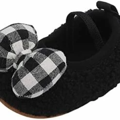 New 🥰 USYFAKGH Toddler Kids Infant 👧 Girls Plaid Bowknot Princress 👟 Shoes First Walkers Prewalker 👟 Shoes Soft Sole The Floor Barefoot Non Slip 👗 Dress 👟 Shoes Pink 🥰