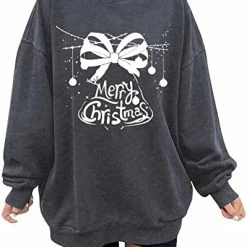 Best Sale 🥰 JJHAEVDY 👩 Women's 🎄 Christmas Long Sleeve Lightweight Crewneck Sweatshir T 7-dark Gray ❤️ -FootJoy shop 41lHWlvgAEL. AC