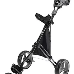 Best deal 🌟 Foldable Lightweight 3 Wheel Golf Cart With Stylish Scorecard Holder, Storage Bag-Easy To Open And Close Black/red 🌟