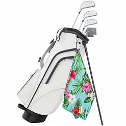 Best Sale ✨ Eapple Tropical Floral And Blue Solid Golf Towel For Golf Bags With Clip For Men & 👩 Women | 2 Microfiber Waffle Golf Towels & 1 Golf Ball Towel | Super Absorbent And Quick D 😍 -FootJoy shop 41mdB9ttW5S