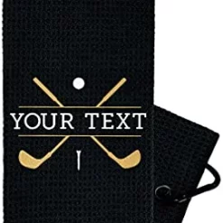 Best deal ✨ Custom Golf Towel - Embroidered Golf Towels For Golf Bags With Clip - Personalized Golf Towel For Golf Bags For Men - Golf Gifts For Men Grey - Gold Club 🥰