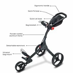 Budget ✔️ Big Max IQ+ 3-Wheel Golf Push Cart | Ultra-Lightweight | Quick-Folding | Pull Cart | Scorecard Holder | Adjustable Bag Bracket Black 😀 -FootJoy shop 41rjk2Y16qL