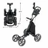 Hot Sale 🤩 KVV 4 Wheel Foldable Golf Push Cart-with Super Strong & Lightweight Aluminum Frame-One Step To Open And Close Cart Seat Attachable Black/charcoal 🧨 -FootJoy shop 41sNVMnF3RL