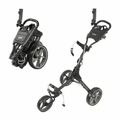 Flash Sale 🧨 KVV 3 Wheel Golf Push Cart Ultra Lightweight Smallest Folding Size, New-Version Scorecard Holder Charcoal 👏 -FootJoy shop 41tDdr8v7nL