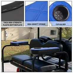 Coupon 🔔 Golf Cart Diamond Flip Armrest With Cup Holder, No Drilling Required, Golf Cart Folding Hinged Armrest, Inward Mount, For Club Car EzGo Yamaha Back Seat Kit Black (gold Stitching) 👏