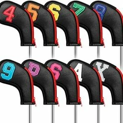 Top 10 🌟 Wosofe Golf Head Covers For Iron Headcover With Zipper Black Leather 10pcs Set Colorful Number Embroideried PU Leather Waterproof Fit All Brands Multicolor 🧨 -FootJoy shop 513o dbSX3L. AC