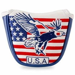 Budget 🤩 Golf Golf Putter Cover, Golf Club Head Covers Mallet Putter Headcover Synthetic Leather Golf Blade Putter Cover With Magnetic Closure & America USA Style For Golf Putter Covers For Blade Putter Covers 😍