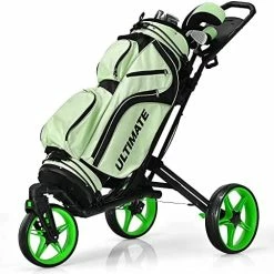 Wholesale 🤩 Golf Push Cart With 360° Rotating Front Wheel, Aluminum Collapsible 3 Wheels Golf Pull Cart, Golf Trolley W/Elastic Strap, Scoreboard Storage & Foot Brake, Height-Adjustable Handle Gree 🎁 -FootJoy shop 516Lglm7YPL. AC