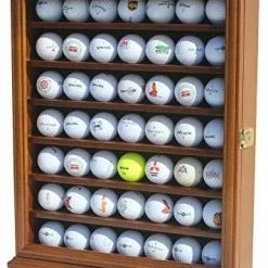 Hot Sale ⌛ DisplayGifts 49 Golf Ball Display Case Cabinet Wall Rack Holder Solid Wood Frame With 98% UV Protection Lockable Glass Door, Wall Mounted Or Stand A Counter Top Great Golfer's Gift Oak Finish 🔔 -FootJoy shop 516zWuuHDL. AC