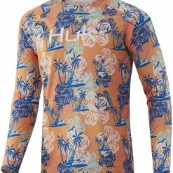 Outlet 🥰 HUK Men's Pattern Pursuit Long Sleeve Performance Fishing 👚 Shirt Stone Shore - Blue Fog 🔔 -FootJoy shop 517O5eYa1AS. AC