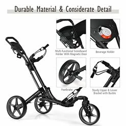 Wholesale 🤩 Golf Push Cart With 360° Rotating Front Wheel, Aluminum Collapsible 3 Wheels Golf Pull Cart, Golf Trolley W/Elastic Strap, Scoreboard Storage & Foot Brake, Height-Adjustable Handle Gree 🎁 -FootJoy shop 518cO4CGi7S