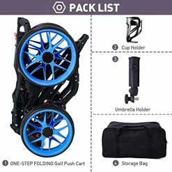 Deals ✔️ Golf Push Cart, 4 Wheel Folding Compact Golf Pull Cart With With Umbrella Drink Holder, Golf Cart For Golf Bag, Clubs Blu ✔️ 11 Deals ✔️ Golf Push Cart, 4 Wheel Folding Compact Golf Pull Cart With With Umbrella Drink Holder, Golf Cart For Golf Bag, Clubs Blu ✔️ -FootJoy shop 51Ap8bKIoaL