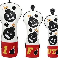 Top 10 😉 Driver Headcover Embroidery Bomb, PU Leather Golf Head Covers Driver Fairway Wood Hybrid Blade Putter Headcover 😉