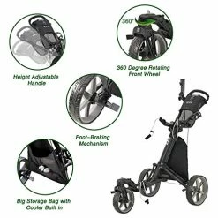 Brand new ⌛ KVV 3 Wheel 360 Rotating Front Wheel Foldable/Collapsible Golf Push Cart With Foot Brake Open And Close In ONE Second-Free Umbrella Holder Included ✨ -FootJoy shop 51ChhHLQomL