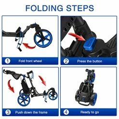 Flash Sale 👏 KVV 3 Wheel 360 Rotating Front Wheel Golf Push Cart Open And Close In ONE Second-Free Umbrella Holder Included Red/black 🔥 -FootJoy shop 51GkBoZSFgL