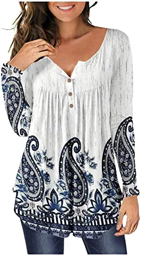 Hot Sale 🔥 JJHAEVDY Womens Floral Tie-Dye Tops V Neck T-Shirts Button Up Tunic Casual Flowy Pleats Tanks Long Sleeve Blouses 5-red 😍 16 Hot Sale 🔥 JJHAEVDY Womens Floral Tie-Dye Tops V Neck T-Shirts Button Up Tunic Casual Flowy Pleats Tanks Long Sleeve Blouses 5-red 😍 - Image 14