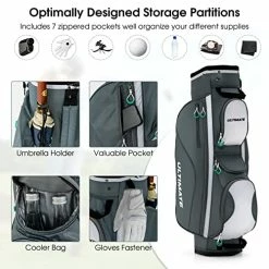 Cheapest 😀 Golf Cart Bag With 14 Dividers, Lightweight Golf Cart Bag With Shoulder Strap, 7 Zippered Pocket Including Cooler Bag And Valuable Pocket, Portable Golf Club Bag With Rain Hood/Dust Cover 🤩 -FootJoy shop 51IIl1DggsL
