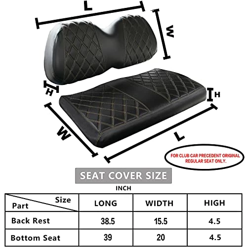 Budget π Golf Cart P Diamond Seat Cover Kit, Fit For Club Car Precedent OEM Ordinary Seat Cushion, No Need To Use Gun Nails, Golf Cart Vinyl Seat Cover Black (gold Stitching) π 6 Budget π Golf Cart P Diamond Seat Cover Kit, Fit For Club Car Precedent OEM Ordinary Seat Cushion, No Need To Use Gun Nails, Golf Cart Vinyl Seat Cover Black (gold Stitching) π - Image 4