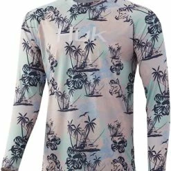 Outlet 🥰 HUK Men's Pattern Pursuit Long Sleeve Performance Fishing 👚 Shirt Stone Shore - Blue Fog 🔔 -FootJoy shop 51LYve2HV1S. AC