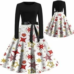 Promo 🥰 JJHAEVDY  Christmas 👗 Dresses, 👩 Womens Retro 🎄 Christmas Print Stitching Long Sleeve O Neck Big Swing 👗 Dress Xmas Comfy 👗 Dresses 6-dark Green ❤️ -FootJoy shop 51SJL7JQeTL. AC