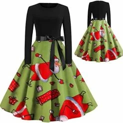 Promo 🥰 JJHAEVDY  Christmas 👗 Dresses, 👩 Womens Retro 🎄 Christmas Print Stitching Long Sleeve O Neck Big Swing 👗 Dress Xmas Comfy 👗 Dresses 6-dark Green ❤️ -FootJoy shop 51TNMKbb8L. AC