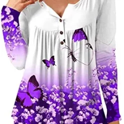 Hot Sale 🔥 JJHAEVDY Womens Floral Tie-Dye Tops V Neck T-Shirts Button Up Tunic Casual Flowy Pleats Tanks Long Sleeve Blouses 5-red 😍 29 Hot Sale 🔥 JJHAEVDY Womens Floral Tie-Dye Tops V Neck T-Shirts Button Up Tunic Casual Flowy Pleats Tanks Long Sleeve Blouses 5-red 😍 -FootJoy shop 51ahBgeCJQL. AC