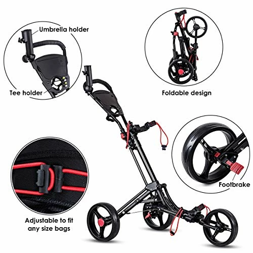 Coupon π Golf Push Pull Cart, Lightweight Aluminum Collapsible 3 Wheels Golf Push Cart, Golf Trolley With Elastic Strap, Umbrella & Cup Holder, Scoreboard Storage & Foot Brake, Golf Cart Red β¨ 6 Coupon π Golf Push Pull Cart, Lightweight Aluminum Collapsible 3 Wheels Golf Push Cart, Golf Trolley With Elastic Strap, Umbrella & Cup Holder, Scoreboard Storage & Foot Brake, Golf Cart Red β¨ - Image 4
